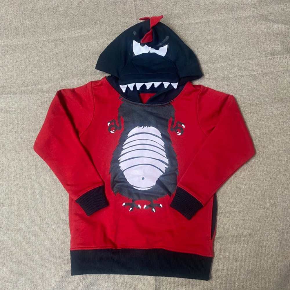 Halloween Rustic Blue *2T* Red Monster Pullover Hoodie Sweatshirt with Pockets